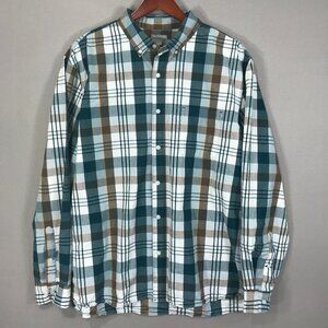 Falls Creek Shirt Men's XL Green Plaid Button Down Long Sleeve Pocket Cotton